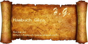 Hambuch Géza névjegykártya