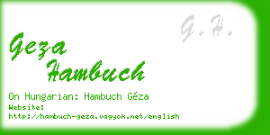geza hambuch business card